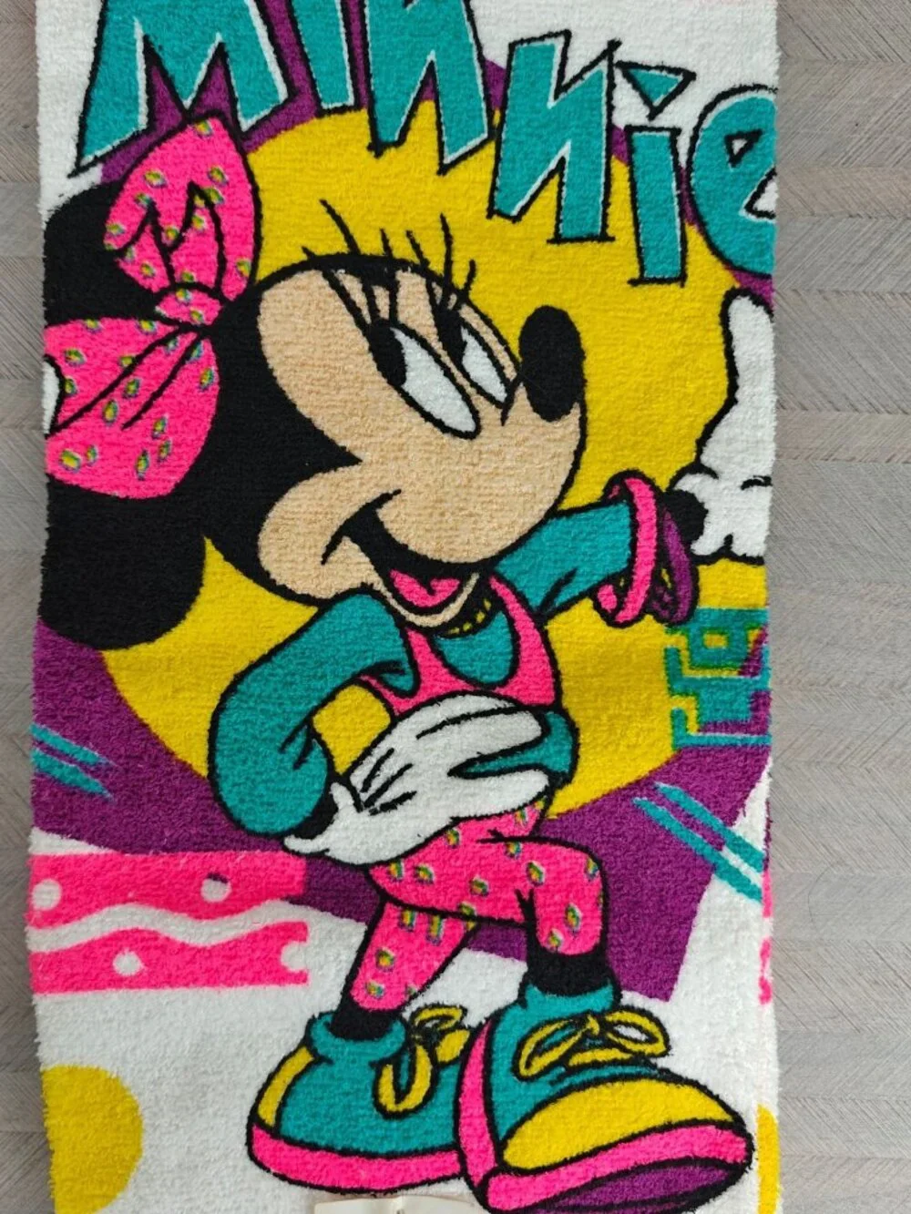 NEW Vintage Disney Marching Minnie 2pc Towels Cannon Cotton 1990s Retro Pattern